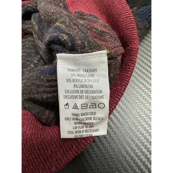 Robert Graham Red Black Wool Blend Cardigan Size Small Striped Knit - Picture 5 of 10